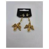 Handmade Gold-Tone Angel Dangle Earrings – Local Minnesota Senior Artist – 100% Proceeds Support Artist