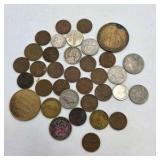 Mixed U.S. Coin & Token Lot – Wheat Pennies, Nickels, Dimes, Tokens & Older Circulated Coins