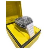Retail Price: $299.99 Invicta Watch 48447 – Clear Case White Strap – New In Box With Tags & Manual