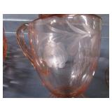 Pink Fruit Bowl, Div.Dish, Pitcher