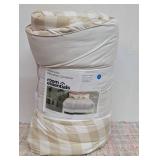 Full/Queen Ivory & Cream Gingham Reversible Microfiber Comforter Room Essentials