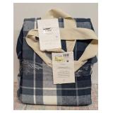 Full/Queen Brushed Cotton Blanket Blue Plaid - Threshold