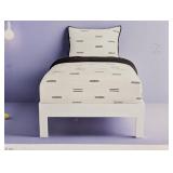 Twin/Twin Extra Long Satin Quilt White/Black - Room Essentials™: Midweight Sateen Coverlet, OEKO-TEX Certified