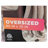 Brookstone Heated Oversized Brushed Knit Throw Soft Petal