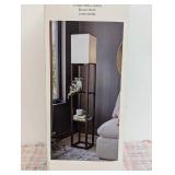 Shelf Floor Lamp Brown - Threshold™: ETL Listed, Linen Shade, MDF Body, 62.5" Tall