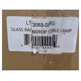 13.75 in. Smoke Gray/Gray Glass Raindrop Table Lamp with Fabric Shade