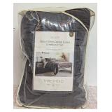 Full/Queen Space Dyed Cotton Linen Comforter & Sham Set Dark Gray - Threshold
