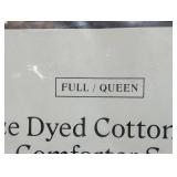 Full/Queen Space Dyed Cotton Linen Comforter & Sham Set Dark Gray - Threshold