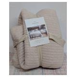 King Jersey Quilt Oatmeal Heather - Threshold™: Knitted Coverlet, Heavyweight, Machine Washable