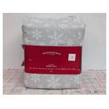 King Christmas Flannel Sheet Set Gray Snowflake - Wondershop