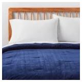 Twin/Twin Extra Long Corduroy Plaid Comforter Navy Blue - Room Essentials