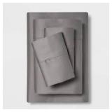 King Solid Performance 400 Thread Count Sheet Set Gray - Threshold™: Cotton Sateen, Includes 2 Pillowcases & Fitted Sheet