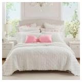 Armoire Collection Twin/Twin Extra Long Ruffle Quilt White