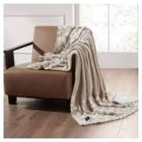 Brookstone Heated Oversized Brushed Knit Throw Soft Petal
