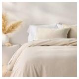 King Heavyweight Linen Blend Duvet Cover & Sham Set Natural - Casaluna™: OEKO-TEX Certified, Zipper Closure