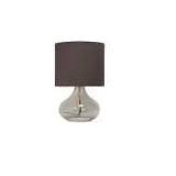 13.75 in. Smoke Gray/Gray Glass Raindrop Table Lamp with Fabric Shade