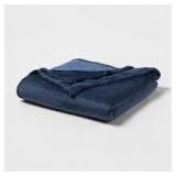 Full/Queen Microplush Bed Blanket Metallic Blue - Threshold
