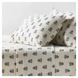 Queen Ultra Soft Flannel Sheet Set Blue Woodblock - Threshold
