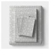 King Christmas Flannel Sheet Set Gray Snowflake - Wondershop
