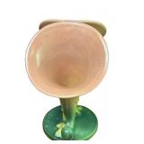 J6 - Vintage Roseville Pottery White Rose Double Cornucopia Vase 14-8