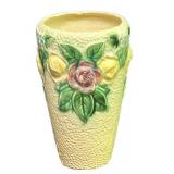 J6 - Vintage Roseville Pottery Rozane Cone Vase 8 in Floral Relief