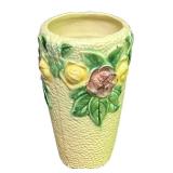 J6 - Vintage Roseville Pottery Rozane Cone Vase 8 in Floral Relief