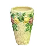 J6 - Vintage Roseville Pottery Rozane Cone Vase 8 in Floral Relief