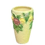 J6 - Vintage Roseville Pottery Rozane Cone Vase 8 in Floral Relief