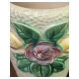 J6 - Vintage Roseville Pottery Rozane Cone Vase 8 in Floral Relief
