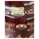 J6 - Vintage Egermann Bohemian Ruby Cut to Clear Etched Glass Vase