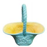 J6 - Vintage Red Wing Pottery Basket Aqua Speckled Glaze