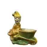 J6 - Vintage Ceramic Clown Elf Wheelbarrow Planter