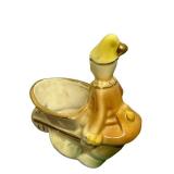 J6 - Vintage Ceramic Clown Elf Wheelbarrow Planter