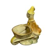 J6 - Vintage Ceramic Clown Elf Wheelbarrow Planter