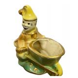 J6 - Vintage Ceramic Clown Elf Wheelbarrow Planter