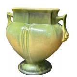 J6 - Roseville Russco Pillow Vase Green & Yellow Crystalline Glaze