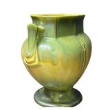 J6 - Roseville Russco Pillow Vase Green & Yellow Crystalline Glaze