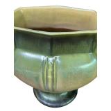 J6 - Roseville Russco Pillow Vase Green & Yellow Crystalline Glaze