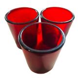 J5 - Red Glass Candle Holders (Lot of 3)