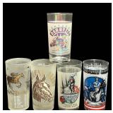 J5 - Vintage Kentucky Derby Glass Tumblers (Lot of 5)