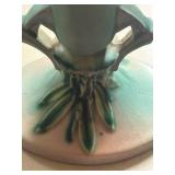 J4 - Roseville Moss Pattern Ceramic Candle Holder 1930