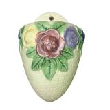 J4 - Vintage Roseville Rozane Ivory Floral Wall Pocket Planter