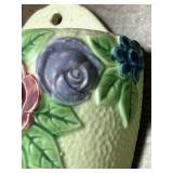 J4 - Vintage Roseville Rozane Ivory Floral Wall Pocket Planter