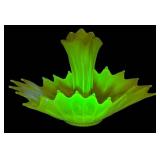 M4 - Fostoria Heirloom Opalescent Vaseline Glass Centerpiece