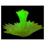 M4 - Fostoria Heirloom Opalescent Vaseline Glass Centerpiece