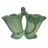 M4 - Antique 1937 Weller Oakwood Line Double Cornucopia Vase