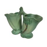 M4 - Antique 1937 Weller Oakwood Line Double Cornucopia Vase