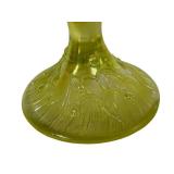 F2 - Fenton Vaseline Glass Covered Candy Dish Lily of the Valley