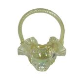 Vintage Fenton Vaseline Glass Hobnail Basket