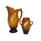 F2 - Vintage Roseville Freesia Vase & Ewer (Lot of 2)